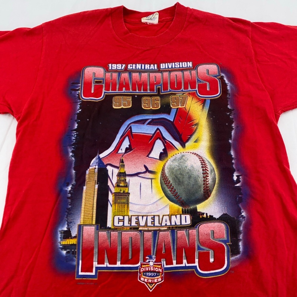 vintage 1997 CLEVELAND INDIANS STARTER T-Shirt S/M chief wahoo baseball mlb 90s